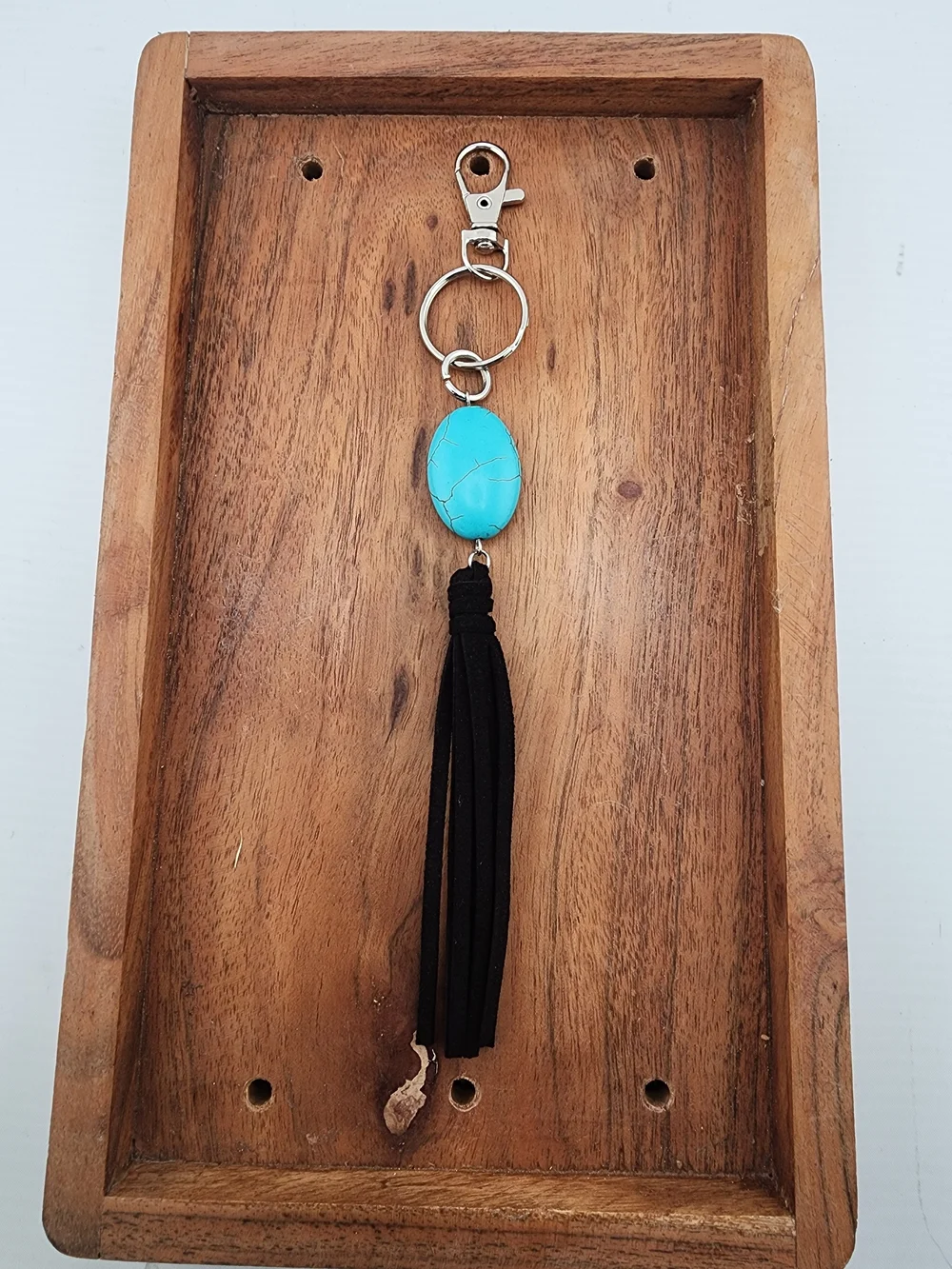 Turquoise Stone Tassel Keychain